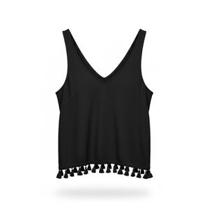 H&M • Black Sleeveless Top with Tassel Hem